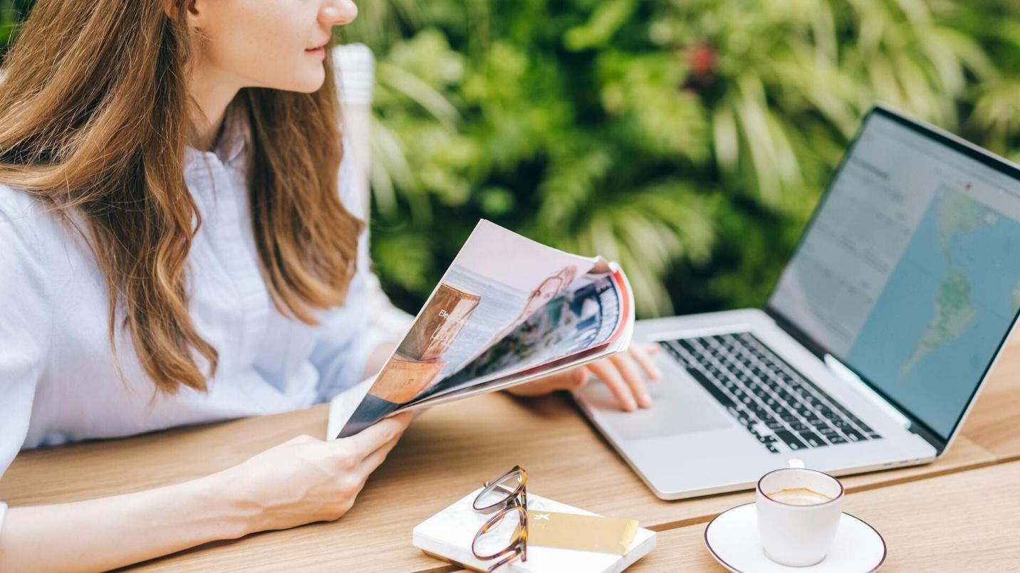 A lady working on her laptop