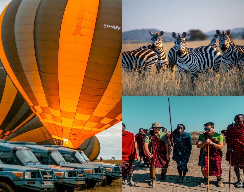 A collage of what Tanzania safaris have to offer.