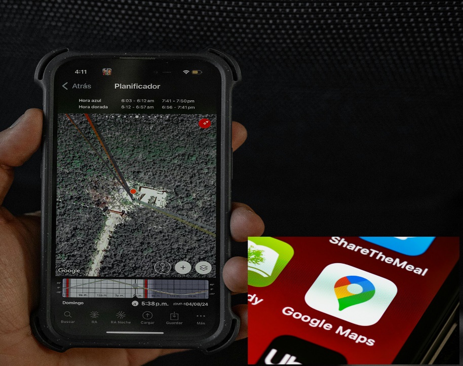 Navigating using Google Maps.