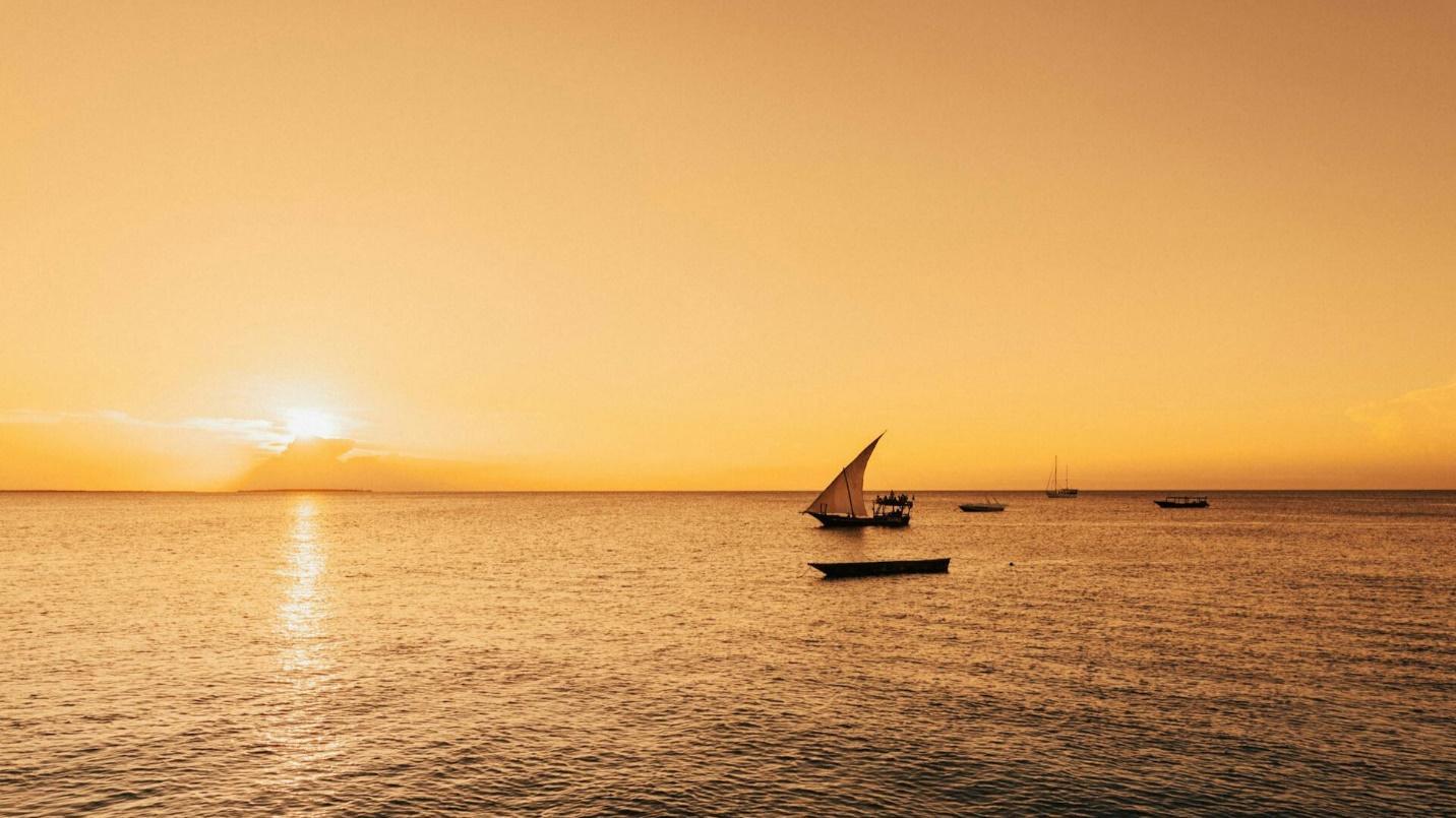 A dhow in the ocean