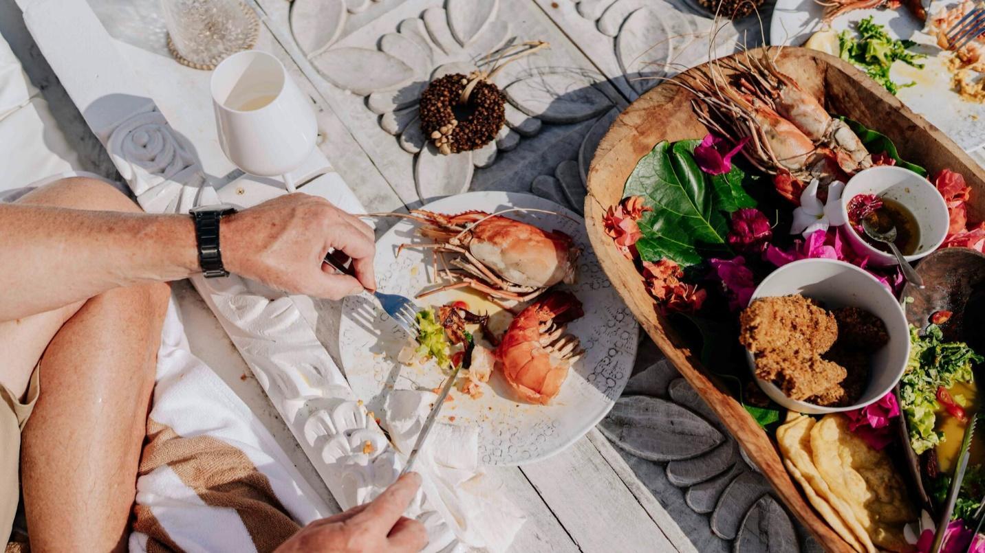 A person eating food