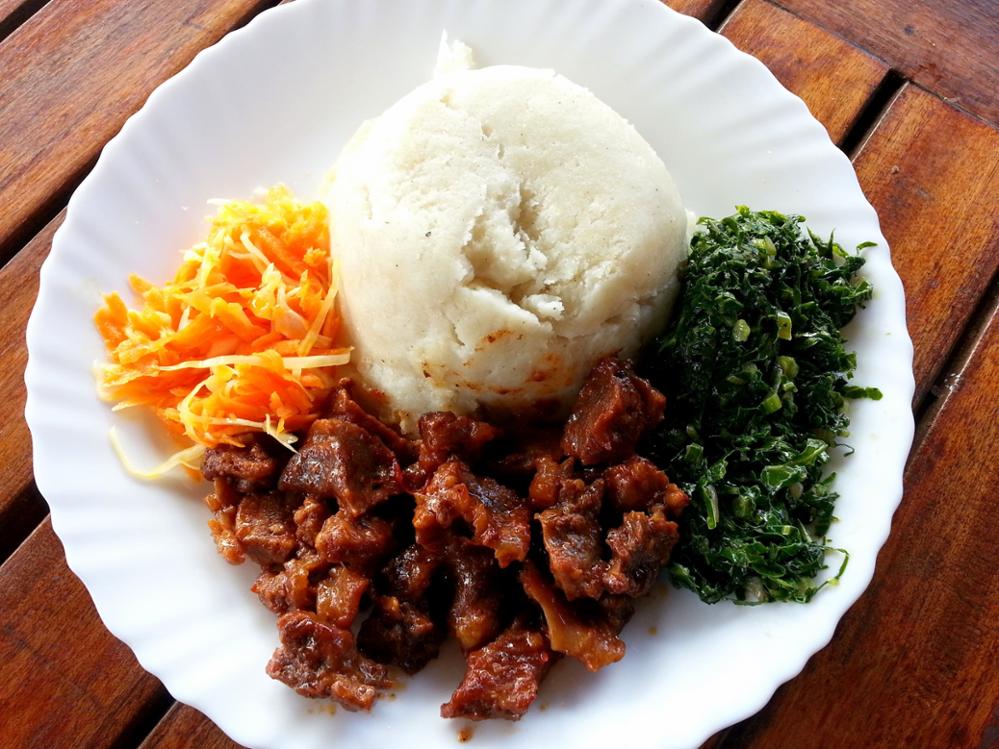 Tanzanian meal with ugali