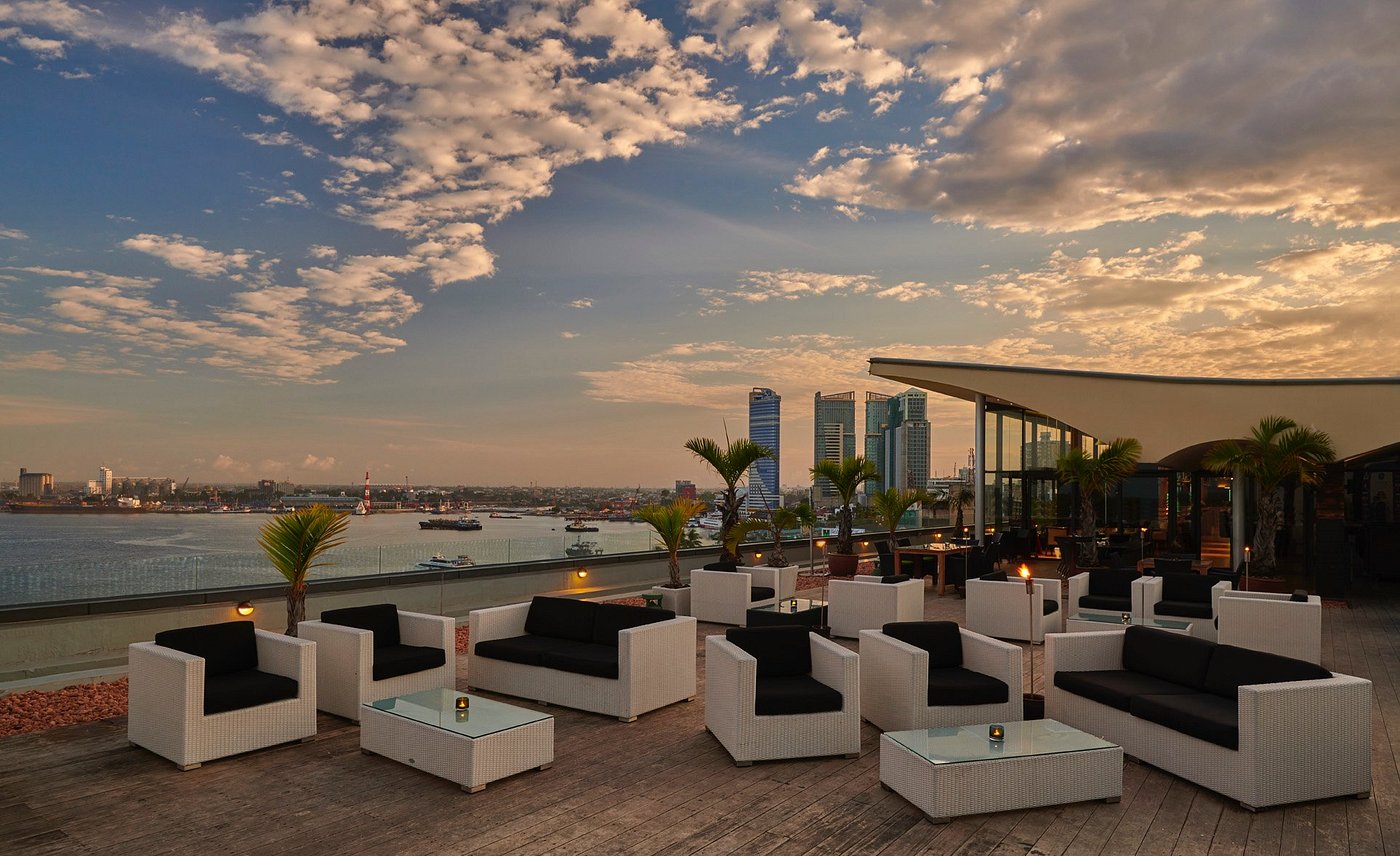 A photo of the city and the sunset from Level 8 bar and restaurant, Dar es Salaam