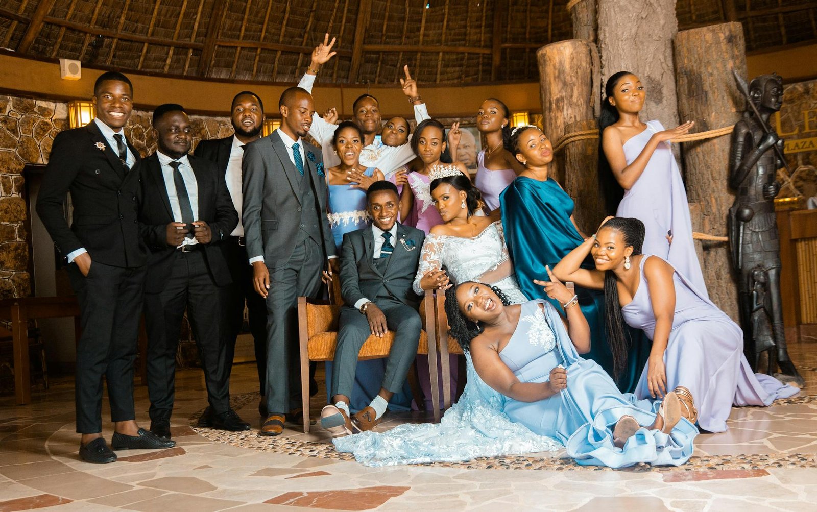 A bridal party at a Tanzanian wedding.