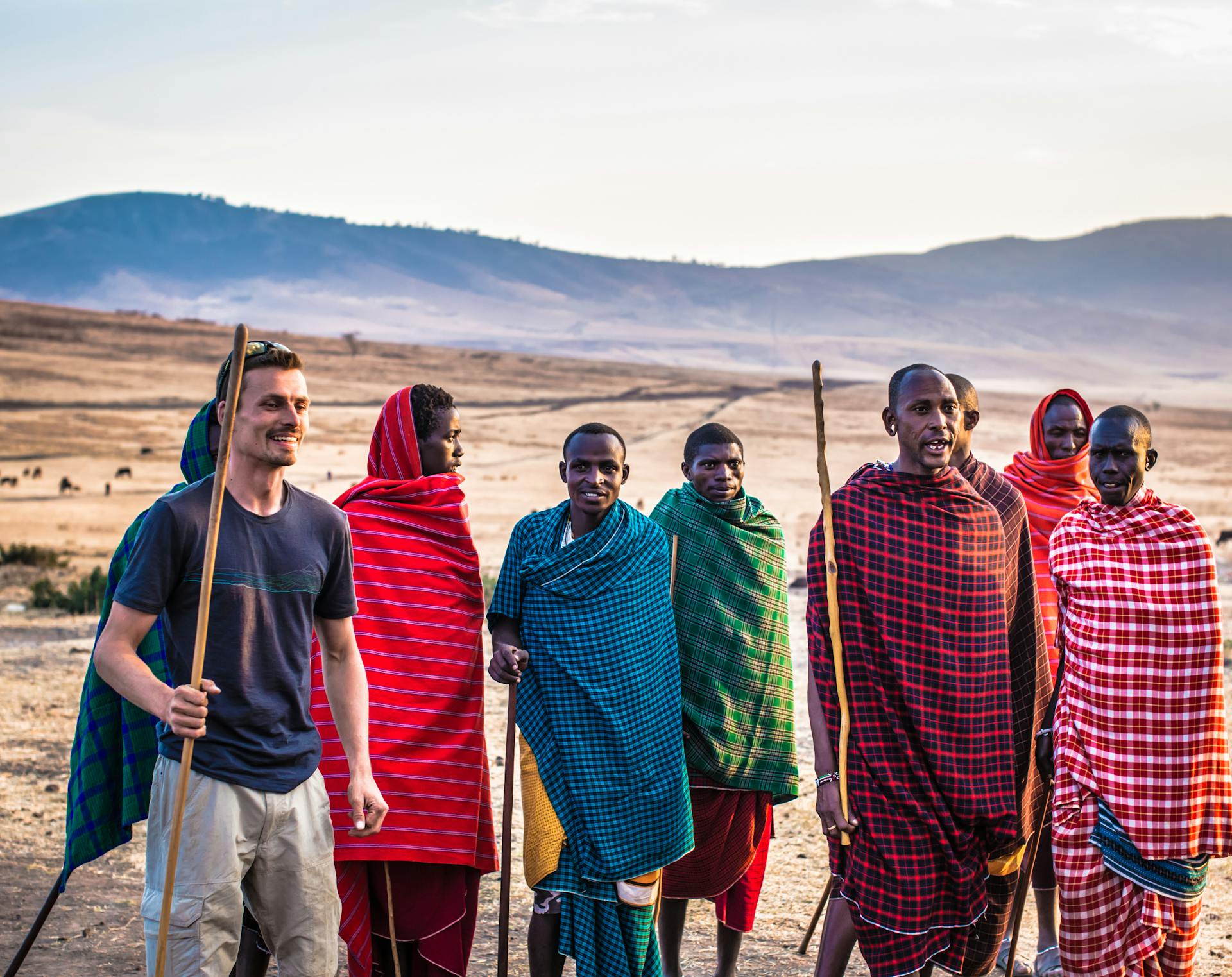 A safari guide with tourists.